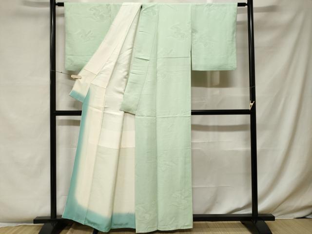 平和屋着物■上質な色無地 破れ色紙溢れ松葉地紋 夏虫色 正絹 逸品 CABF4065ev