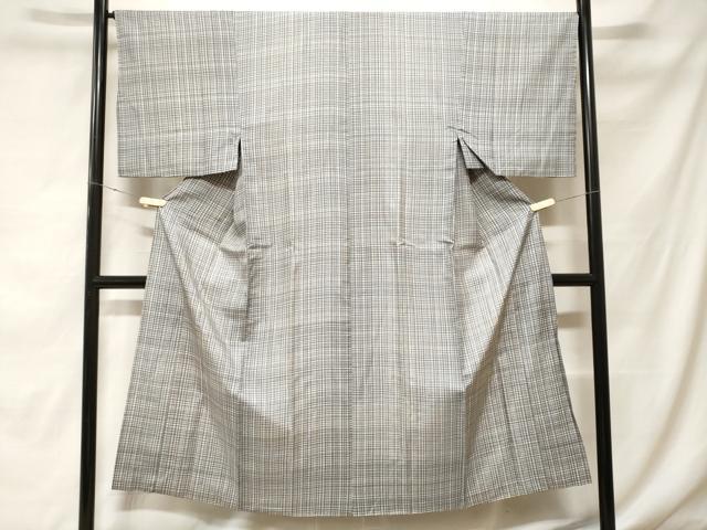 平和屋着物■男性 長襦袢 袷 格子 正絹 逸品 CABF4076ev