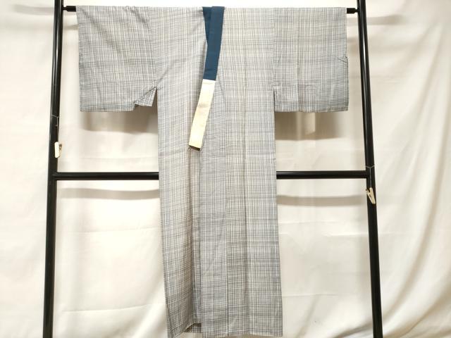 平和屋着物■男性 長襦袢 袷 格子 正絹 逸品 CABF4076ev