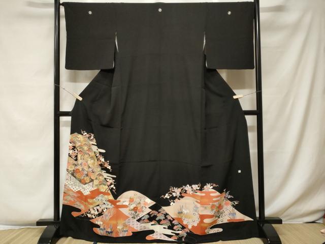 平和屋着物■豪華黒地 吉祥花唐草文 金彩 正絹 逸品 CABF4084ev