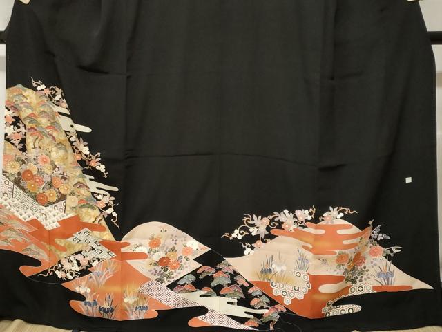 平和屋着物■豪華黒地 吉祥花唐草文 金彩 正絹 逸品 CABF4084ev