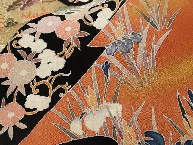 平和屋着物■豪華黒地 吉祥花唐草文 金彩 正絹 逸品 CABF4084ev