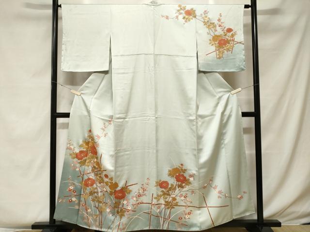 平和屋着物■訪問着 竹枝花文 暈し染め 金彩 正絹 逸品 未使用 CABF4126ev