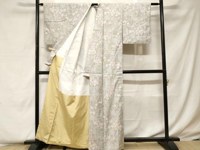 平和屋着物■上質な紬 草花文 正絹 逸品 CABF4194ev
