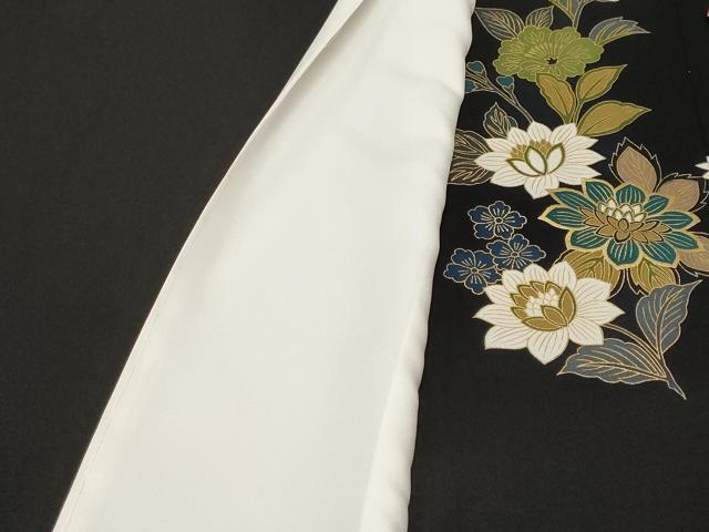 平和屋着物■豪華黒留袖 駒刺繍 更紗鳳凰花文 金彩 正絹 逸品 CABF4198ev