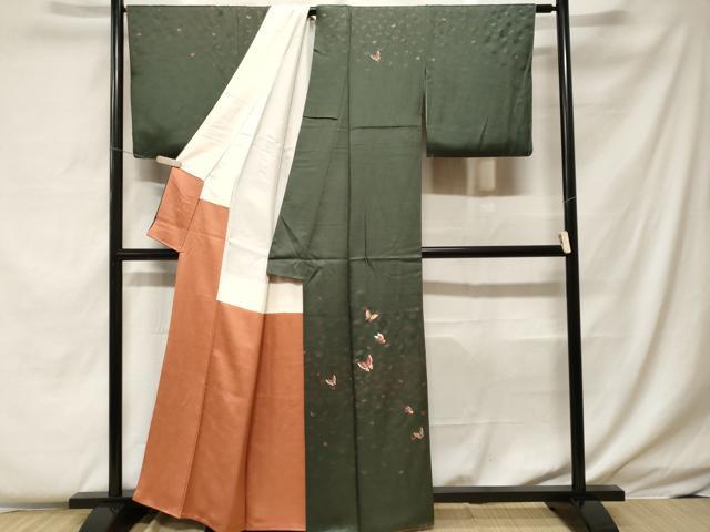 平和屋着物■訪問着 刺繍 舞蝶文 金糸 正絹 逸品 CABF4201ev
