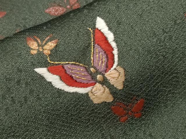 平和屋着物■訪問着 刺繍 舞蝶文 金糸 正絹 逸品 CABF4201ev