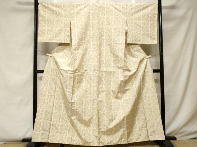 平和屋着物■本場大島紬 白大島 幾何学花文 正絹 逸品 CABF4218ev