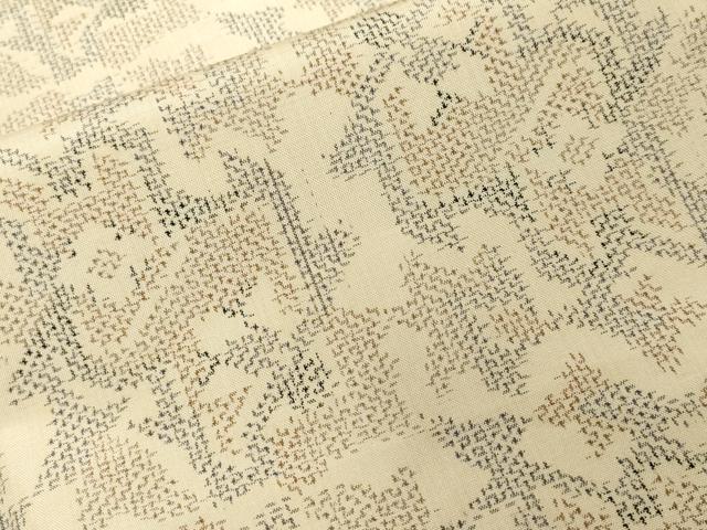 平和屋着物■本場大島紬 白大島 幾何学花文 正絹 逸品 CABF4218ev
