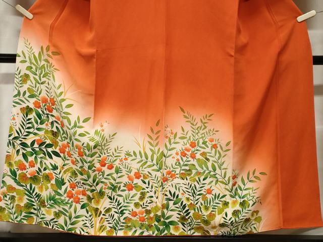 平和屋着物■訪問着 草花文 暈し染め 鬼しぼ縮緬 正絹 逸品 CABF4220ev