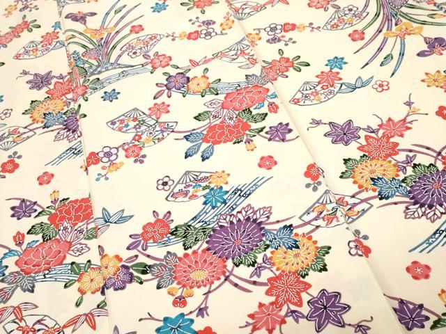 平和屋着物■上質な小紋 型染め 流水扇面花文 正絹 逸品 CABF4228ev