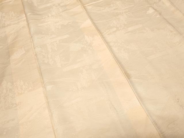 平和屋着物■上質な色無地 樹林扇面地紋 鳥の子色 正絹 逸品 CABF4235ev
