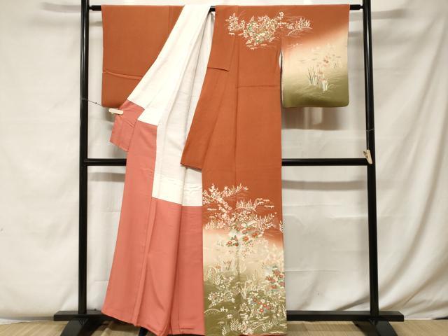 平和屋着物■訪問着 駒刺繍 御所解文 暈し染め 金彩 鬼しぼ縮緬 正絹 逸品 CABF4246ev