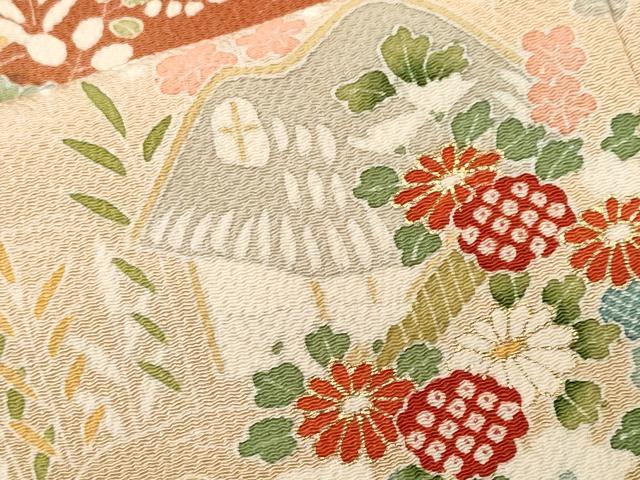 平和屋着物■訪問着 駒刺繍 御所解文 暈し染め 金彩 鬼しぼ縮緬 正絹 逸品 CABF4246ev