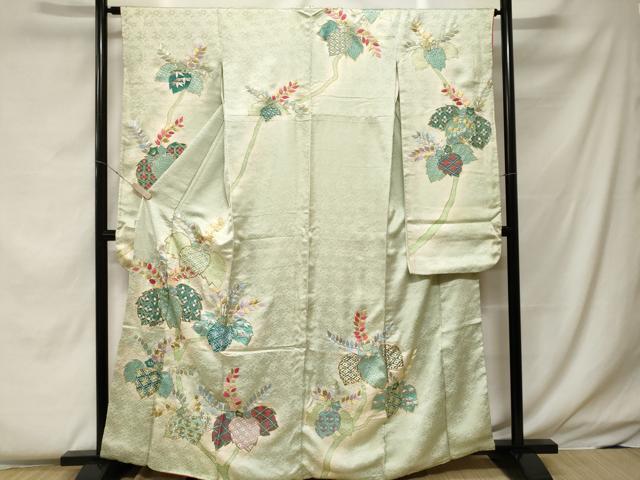 平和屋着物■豪華振袖 駒刺繍 桐吉祥花文 暈し染め 金銀彩 正絹 逸品 CABF4249ev