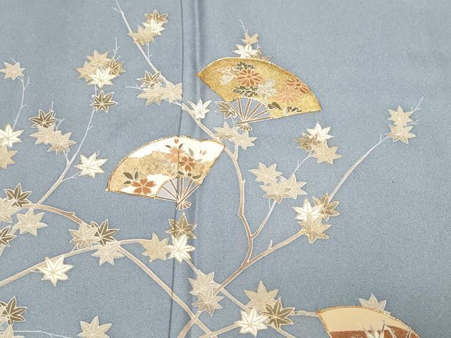 平和屋着物■訪問着 駒刺繍 扇面花文 金彩 正絹 逸品 CABF4263ev