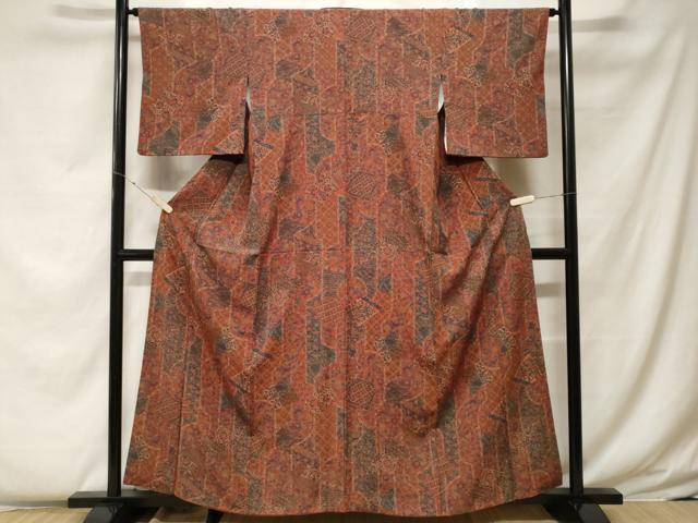 平和屋着物■上質な小紋 切嵌吉祥花文 正絹 逸品 CABF4265ev