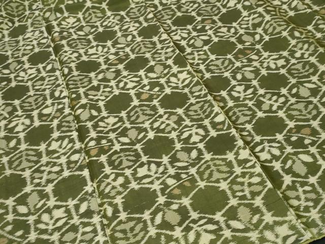 平和屋着物■上質な紬 亀甲繋ぎ花文 正絹 逸品 CABF4270ev