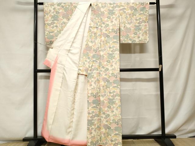 平和屋着物■上質な小紋 枝梅草花文 正絹 逸品 CABF4275ev