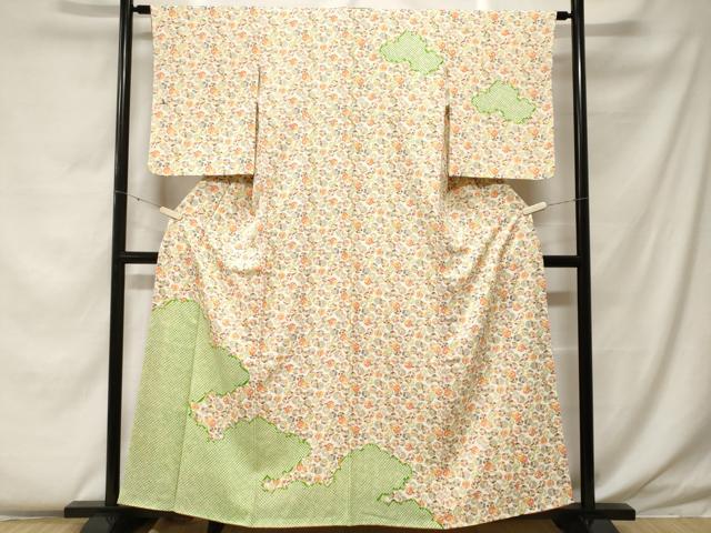 平和屋着物■訪問着 鹿の子草花丸文 正絹 逸品 CABF4292ev