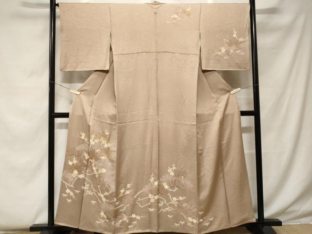 平和屋着物■訪問着 駒刺繍 枝松竹梅 金彩 正絹 逸品 CABF4295ev
