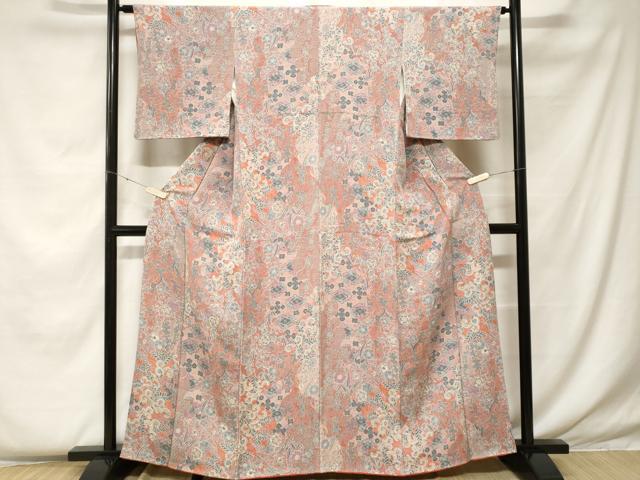 平和屋着物■上質な小紋 辻が花 鬼しぼ縮緬 正絹 逸品 CABF4344ev