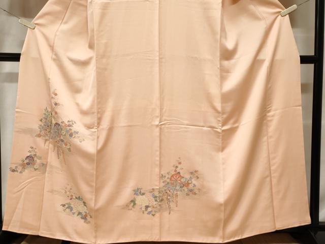 平和屋着物■豪華色留袖 寿光織 源氏車草花文 金糸 正絹 逸品 CABF4351ev