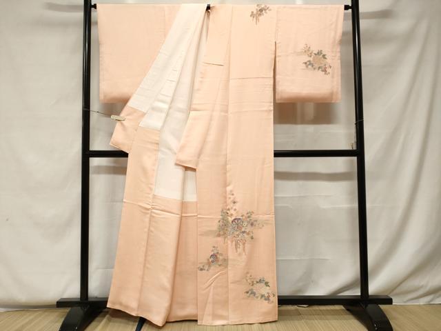平和屋着物■豪華色留袖 寿光織 源氏車草花文 金糸 正絹 逸品 CABF4351ev