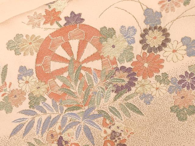 平和屋着物■豪華色留袖 寿光織 源氏車草花文 金糸 正絹 逸品 CABF4351ev