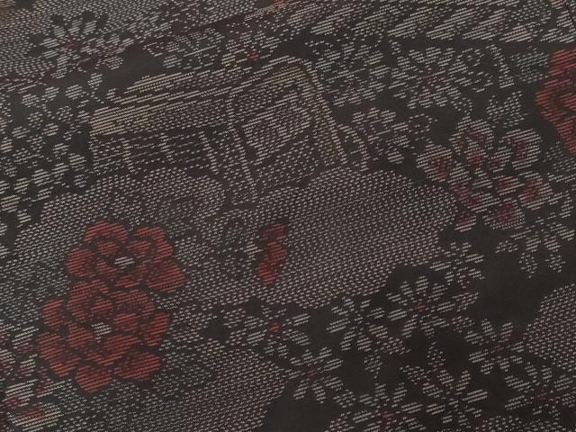 平和屋着物■本場大島紬 御所車風景文 正絹 逸品 CABF4364ev