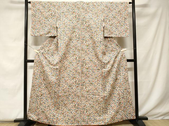 平和屋着物■上質な小紋 型染め 宝尽くし枝花文 正絹 逸品 CABF4377ev