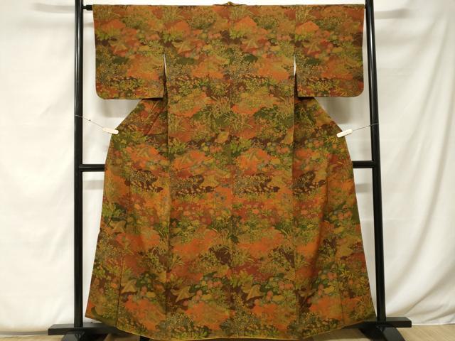 平和屋着物■上質な小紋 切嵌花鳥文 鬼しぼ縮緬 正絹 逸品 CABF4390ev