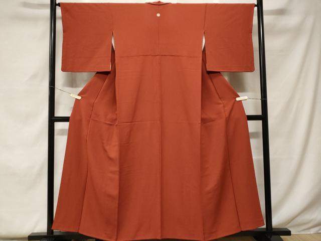 平和屋着物■上質な色無地 赤錆色 正絹 逸品 CABF4392ev