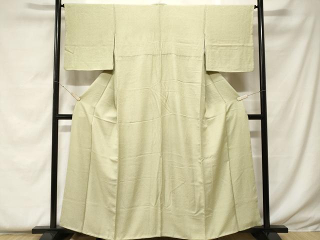 平和屋着物■上質な色無地 霞地紋 抹茶色 正絹 逸品 CABF4393ev