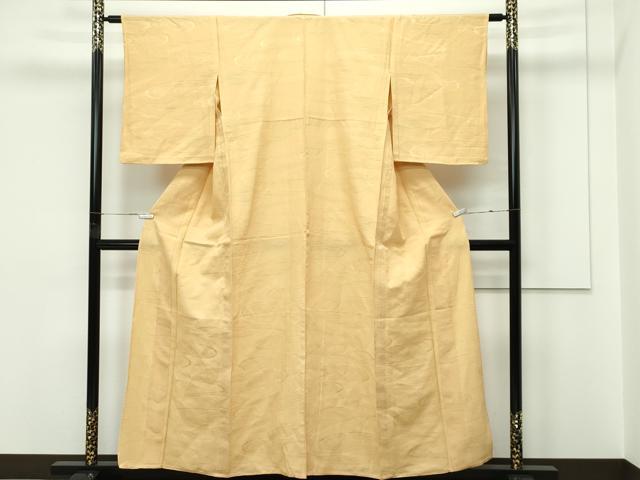 平和屋着物▽上質な色無地 単衣 流水地紋 萱草色 正絹 逸品 CABF4415rv