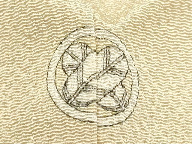平和屋着物▽訪問着 単衣 駒刺繍 草花文 金彩 鬼しぼ縮緬 枯色地 正絹 逸品 CABF4420rv