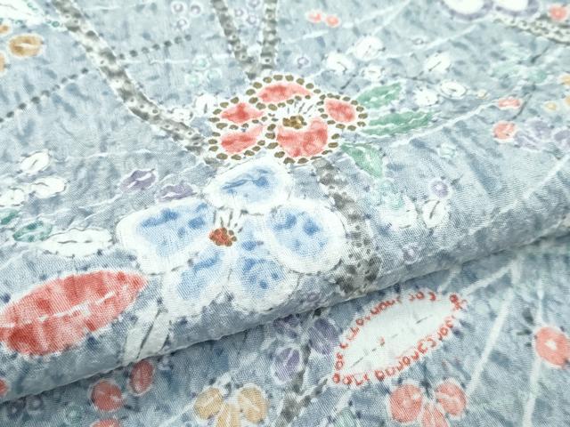 平和屋着物▽上質な小紋 単衣 ふくれ織 枝花文 洗える着物 未使用 CABF4460rv