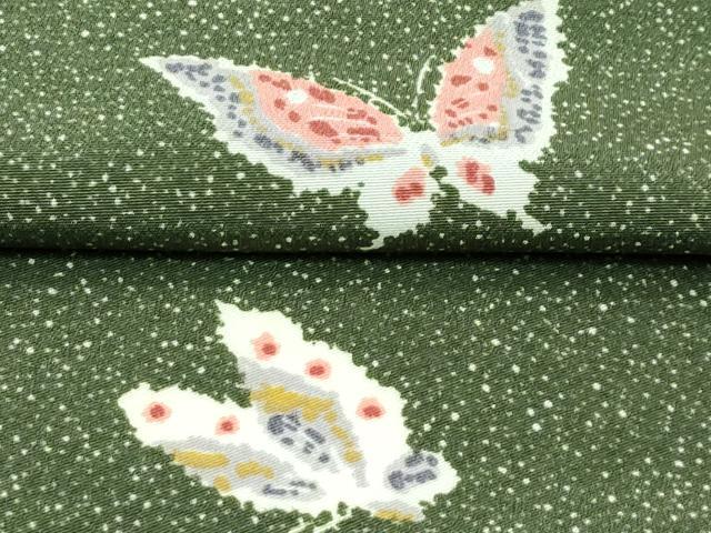 平和屋着物▽小紋 単衣 舞蝶文 洗える着物 CABF4473rv