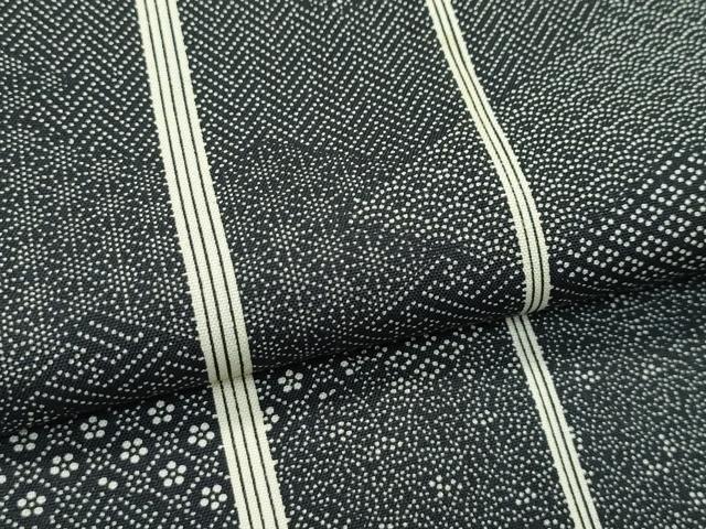 平和屋着物▽江戸小紋 単衣 寄せ小紋柄 間道 黒地 正絹 逸品 CABF4481rv