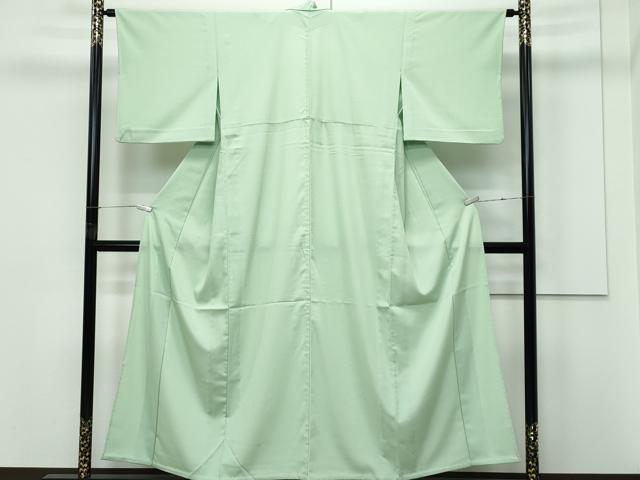 平和屋着物▽色無地 単衣 山葵色 洗える着物 CABF4496rv