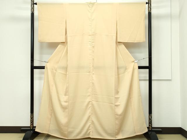 平和屋着物▽色無地 単衣 丁子色 鬼しぼ縮緬 洗える着物 CABF4498rv