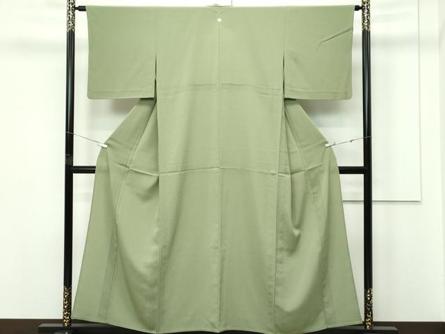 平和屋着物▽色無地 単衣 柳茶色 鬼しぼ縮緬 さんび謹製 洗える着物 CABF4507rv