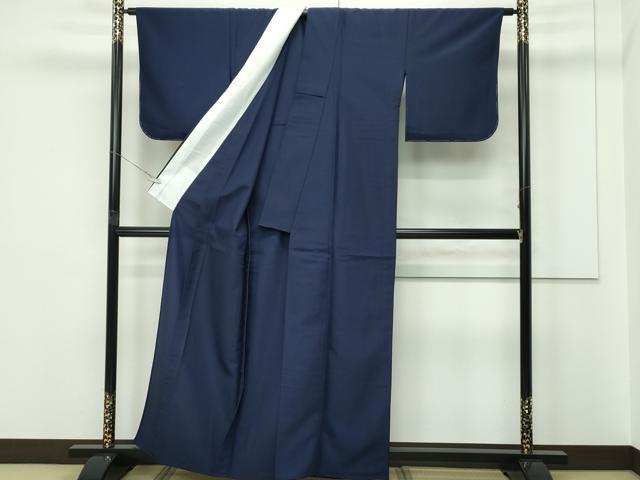 平和屋着物▽色無地 単衣 青褐色 洗える着物 未使用 CABF4510rv