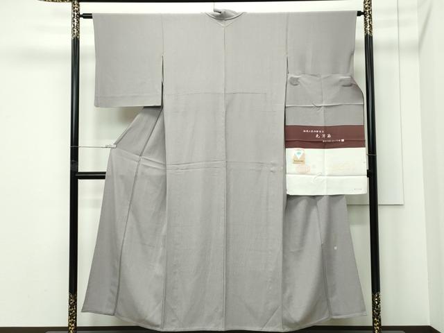 平和屋着物▽服部光廣 江戸小紋 単衣 毛万筋 紫鳶色×桔梗鼠色 反端付き 正絹 逸品 CABF4519rv