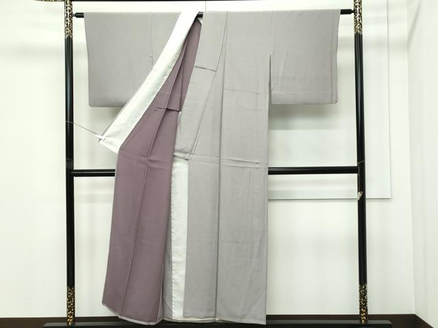 平和屋着物▽服部光廣 江戸小紋 単衣 毛万筋 紫鳶色×桔梗鼠色 反端付き 正絹 逸品 CABF4519rv