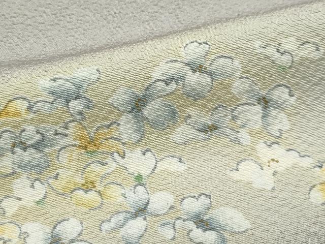 平和屋着物▽上質な小紋 単衣 草花文 金彩 正絹 逸品 CABF4523rv