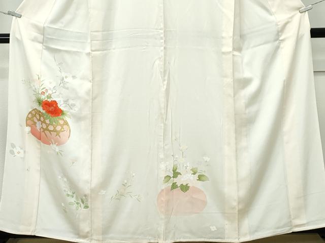 平和屋着物▽訪問着 単衣 刺繍 花籠文 金彩 正絹 逸品 CABF4526rv