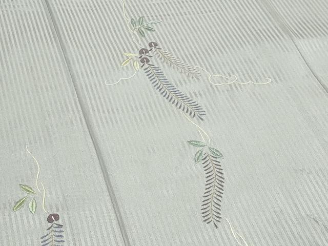 平和屋着物▽訪問着 単衣 総刺繍 藤花房 縞 金糸 正絹 逸品 CABF4529rv