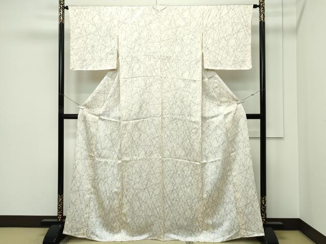 平和屋着物▽上質な小紋 単衣 斜線文 立涌地紋 正絹 逸品 CABF4533rv