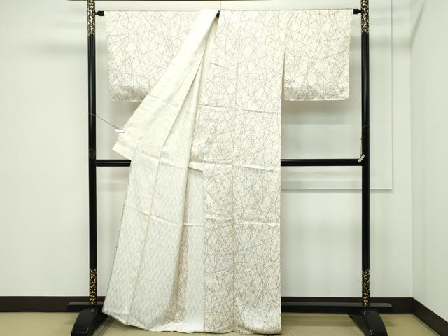 平和屋着物▽上質な小紋 単衣 斜線文 立涌地紋 正絹 逸品 CABF4533rv